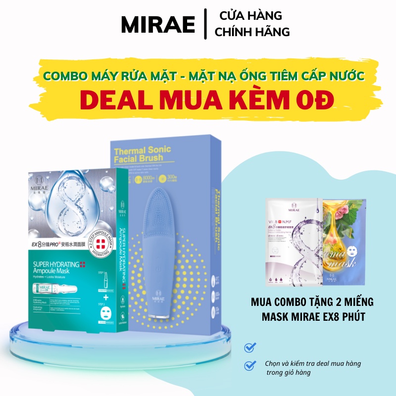 Combo Chăm Sóc Da Mirae Làm Sạch Sâu Ngừa Mụn &amp; Mặt Nạ Ống Tiêm Cấp Ẩm Cho Làn Da căng Mịn COMBO32