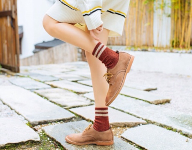 Vớ vintage Harajuku cô gái Nhật cổ cao cotton phối giày oxford retro sinh viên ulzzang converse Hàn Quốc lenvintage🌿