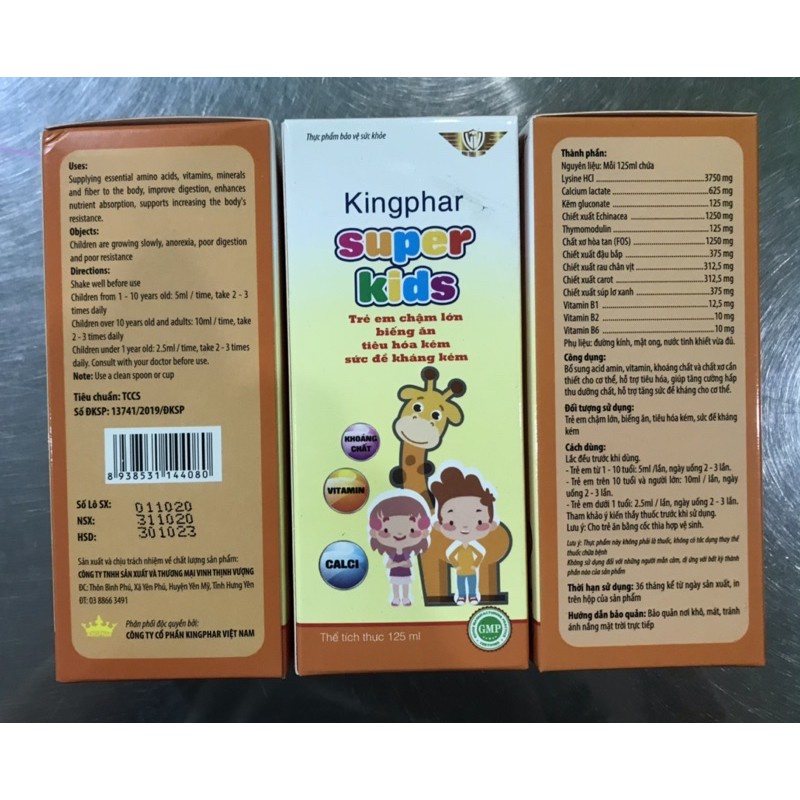 Siro Tăng Sức Đề Kháng Cho Trẻ SUPER KIDS Kingphar - Giúp Trẻ Ăn Ngon, Ngủ Tốt, Tăng Cường Đề Kháng 125ml