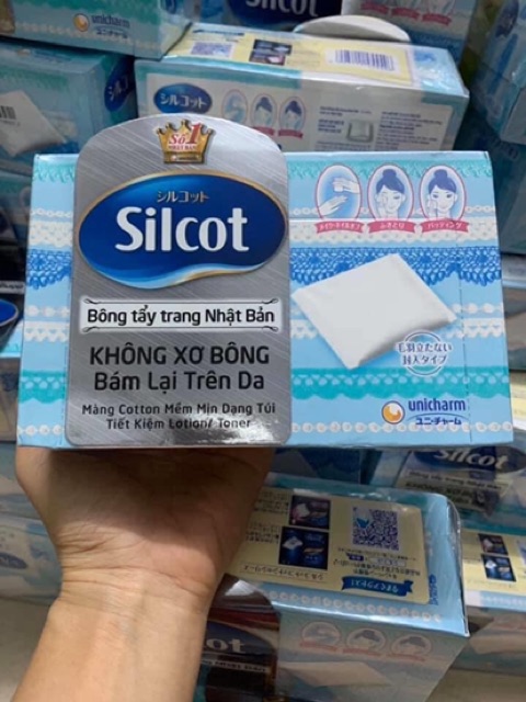 Bông Tẩy Trang Silcot Unicharm,   BÔNG TẨY TRANG 222 MIẾNG