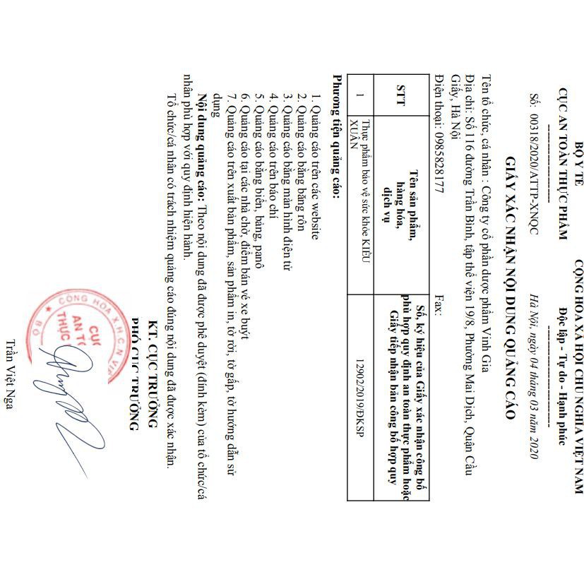 [CHÍNH HÃNG ] Kiều Xuân viên uống có tem cty VINH GIA - Trẻ đẹp, khoẻ mạnh và hấp dẫn - Hộp 20 viên