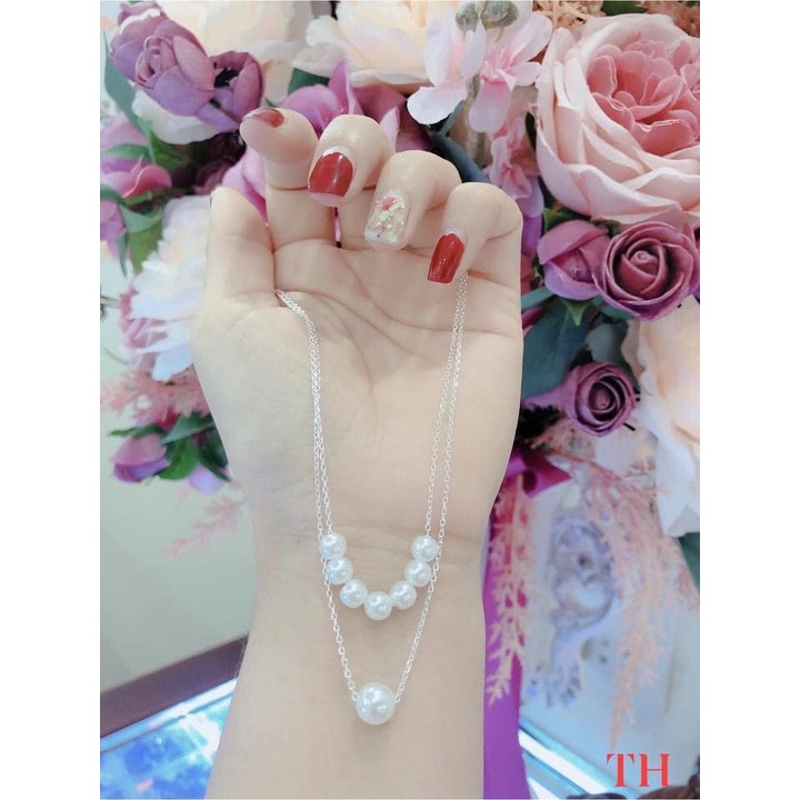 Dây chuyền đôi đính hạt xinh xắn sang chảnh LINH MIU SILVER