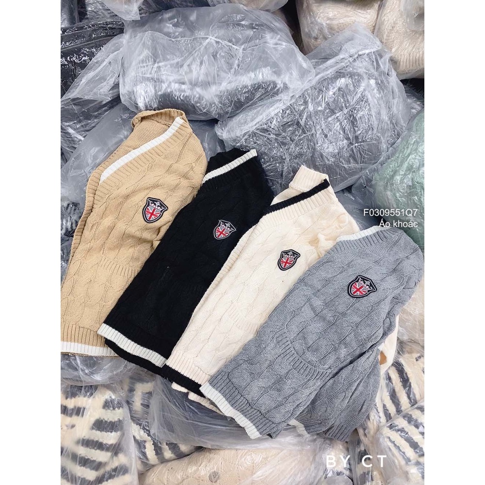 Áo khoác len cardigan Thom’s ngực thêu logo có túi form rộng tay dài phối viền sọc bên hàng đẹp QC!