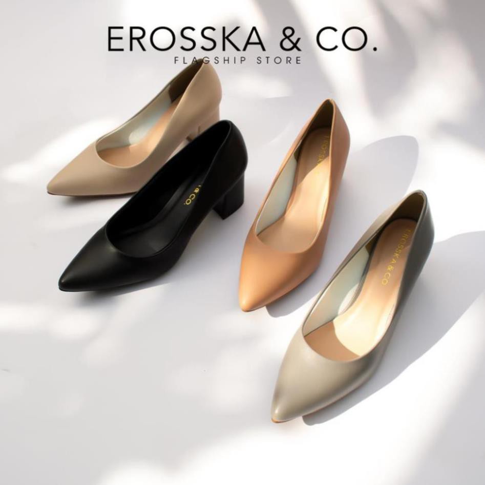 [Sale 3/3]Giày cao gót Erosska thời trang mũi nhọn kiểu dáng cơ bản cao 5cm màu xám _ EP011 [Sẵn Hàng] .