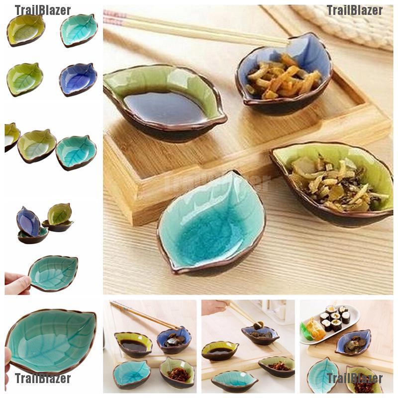 Đĩa đựng thức ăn bằng gốm sứ hình chiếc lá xinh xắn