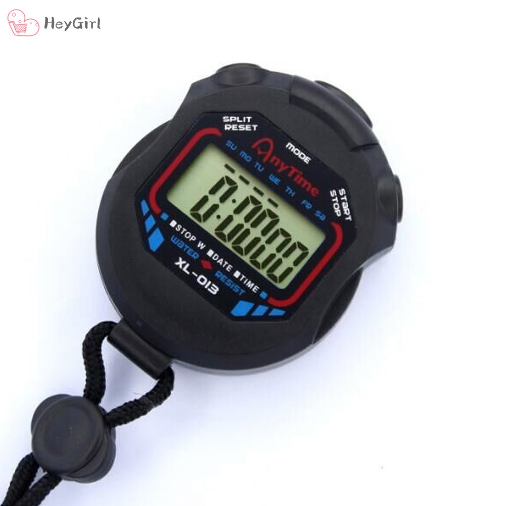 Professional Digital Handheld LCD Timer Chronograph Sports Counter Stopwatch with Strap