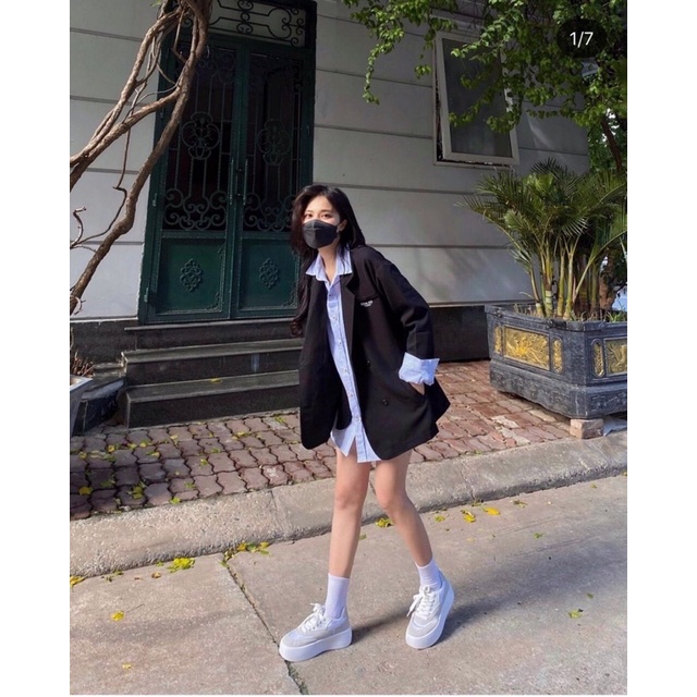 ( ảnh thật) Áo khoác Balzer trơn dáng rộng phong cách Hàn quốc thời trang nữ Linzstore | BigBuy360 - bigbuy360.vn