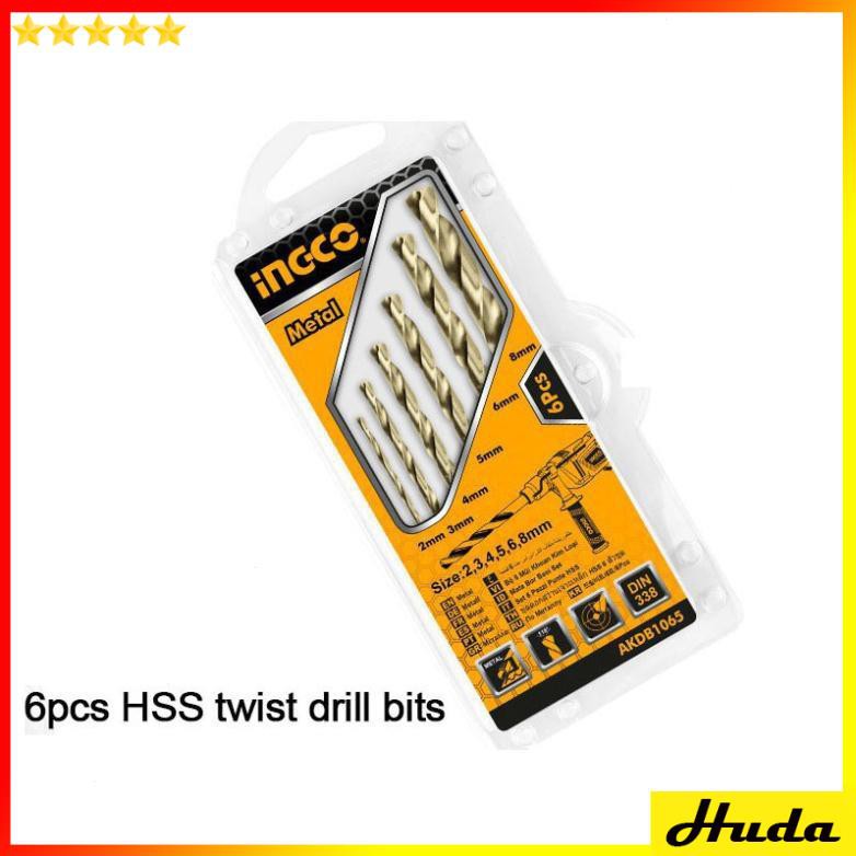 Bộ 6 mũi khoan kim loại HSS Ingco AKDB1065 JKL