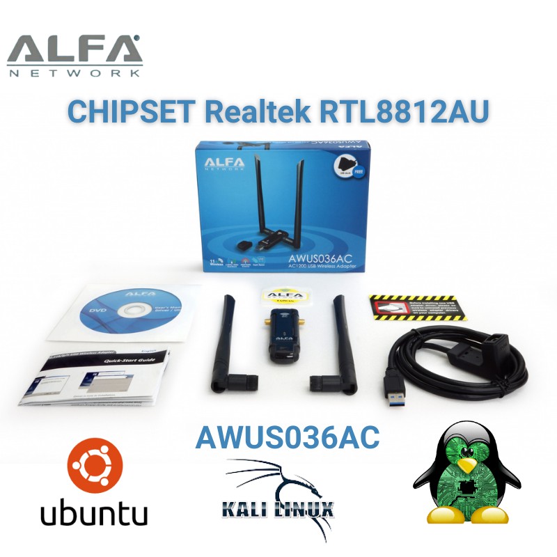 USB Wifi ALFA AWUS036AC RT8812AU Hàng Chính Hãng Hổ Trợ Kali Linux Ubuntu Windows