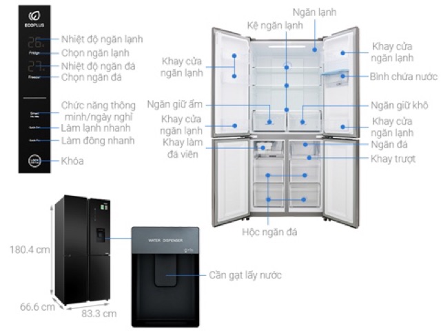 Tủ lạnh Aqua Inverter 456 lít AQR-IGW525EM GB (CÓ MÀU BẠC)  (Miễn phí giao tại HCM-ngoài tỉnh liên hệ shop)