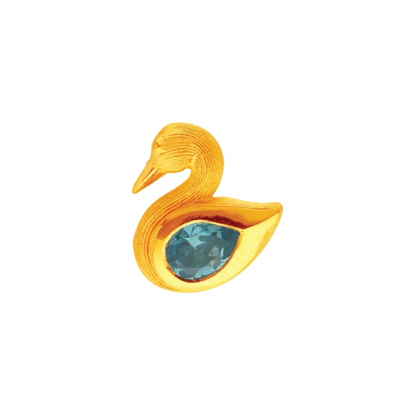 PRIMA Bông Tai Vàng 24K - Đính đá Emerald - BST Mono Chic - Thiên Nga sang trọng (1 chiếc) - 165E0860