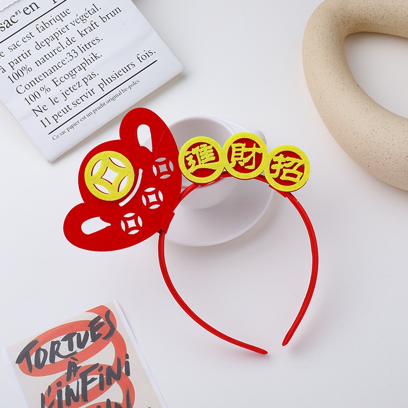 Băng Đô Cài Tóc Màu Đỏ Phong Cách Trung Hoa Mừng Năm Mới