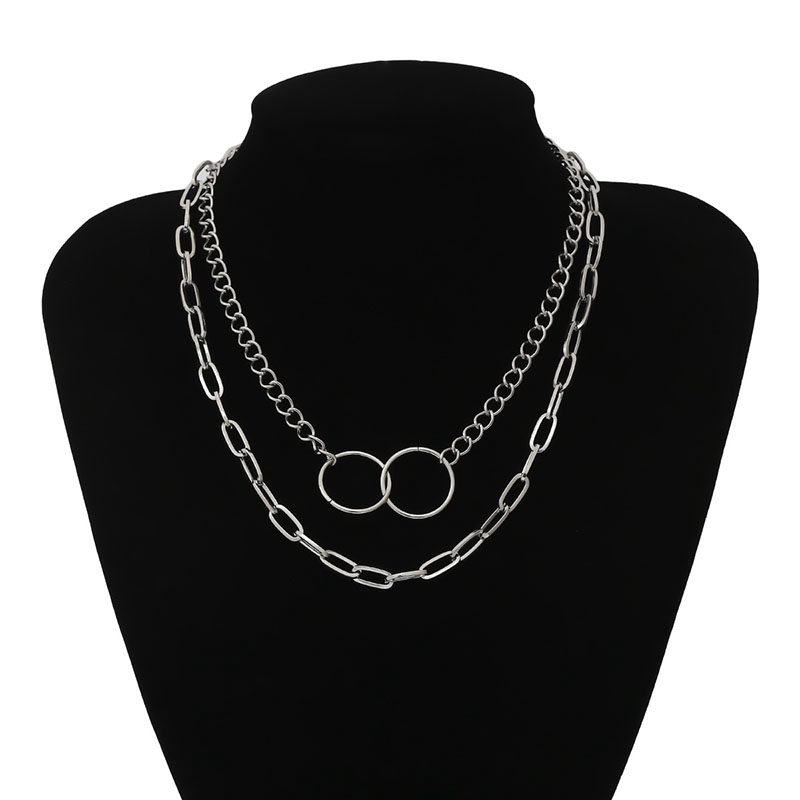Vòng cổ choker nhiều lớp mặt hình vòng tròn thời trang cho nữ