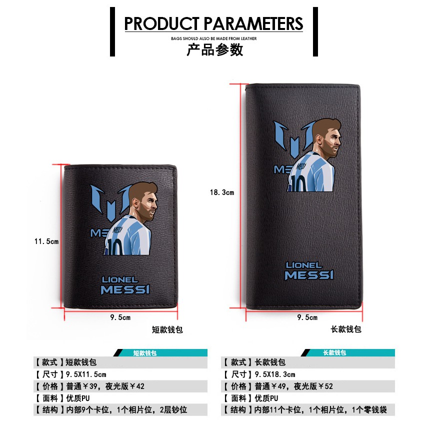 Ví Ngắn In Hình Cầu Thủ Bóng Đá Messi Cho Nam
