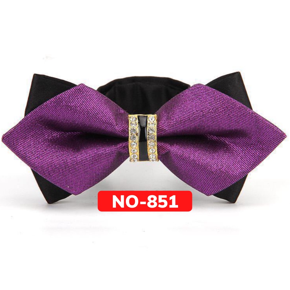 Nơ cài cổ áo Nam màu tím đính đá thời trang dành cho chú rể, dự tiệc, chụp ảnh NO-851
