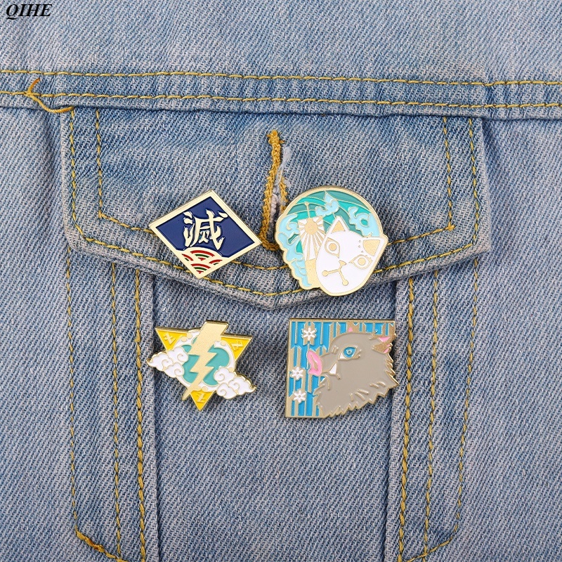 Ghim cài áo QIHE JEWELRY xu hướng &quot;Demon Slayer&quot; Tanjiro Called Bean My Wife Zenitsu Manga Nhật Bản