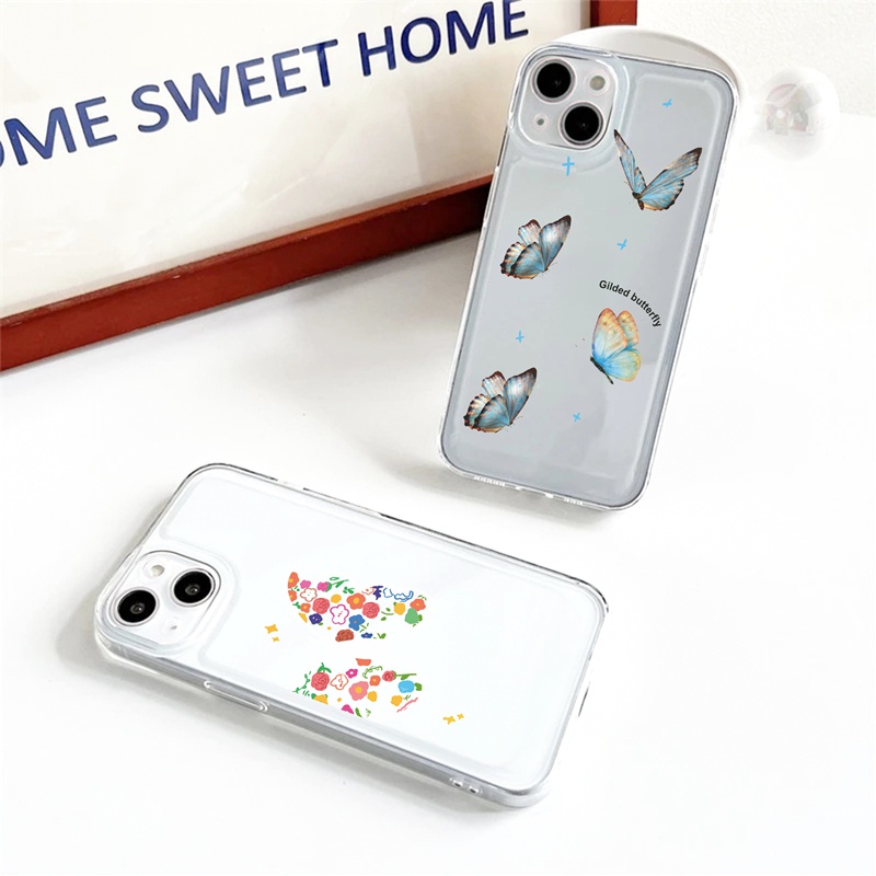 Suntaiho Ốp lưng iphone Suntaiho Ốp lưng iphone Ốp Điện Thoại dẻo trong suốt họa tiết bướm thích hợp cho IPHONE 11 PRO 13 PRO MAX 12 PRO MAX XSMAX XR 7 8 PLUS