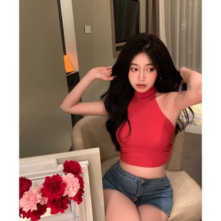 [ Hình Thật] Áo Crt Cột Dây Yếm Có Đệm Ngực Tháo Rời Lưng Sau Buộc Dây Cá Tính Sành  Điệu xtin