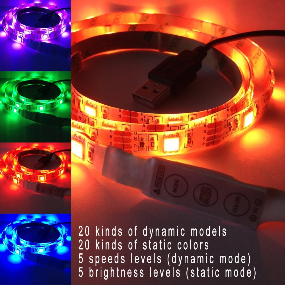 Rgb 5050 90cm Usb 5v Led Strip - Black Đen