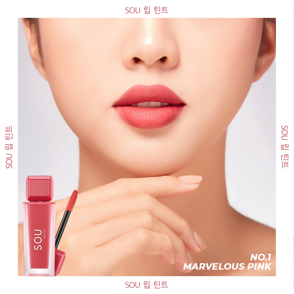 Son Kem Lì SOU No.1 - Màu Hồng Đào 7g, Mềm Mịn Lâu Trôi, Dưỡng Ẩm Môi Tối Ưu