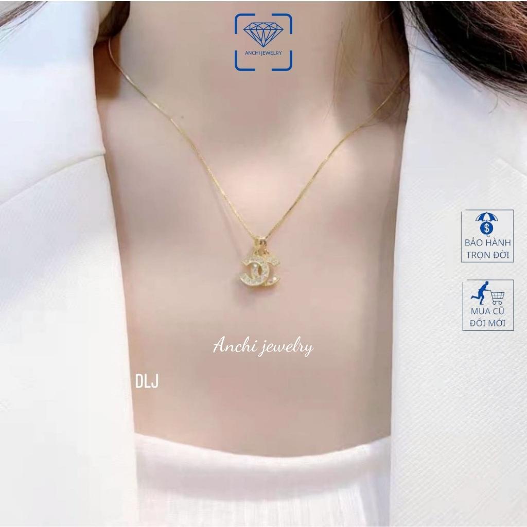 Dây chuyền chữ X bạc 925 mạ vàng thời trang anchi jewelry