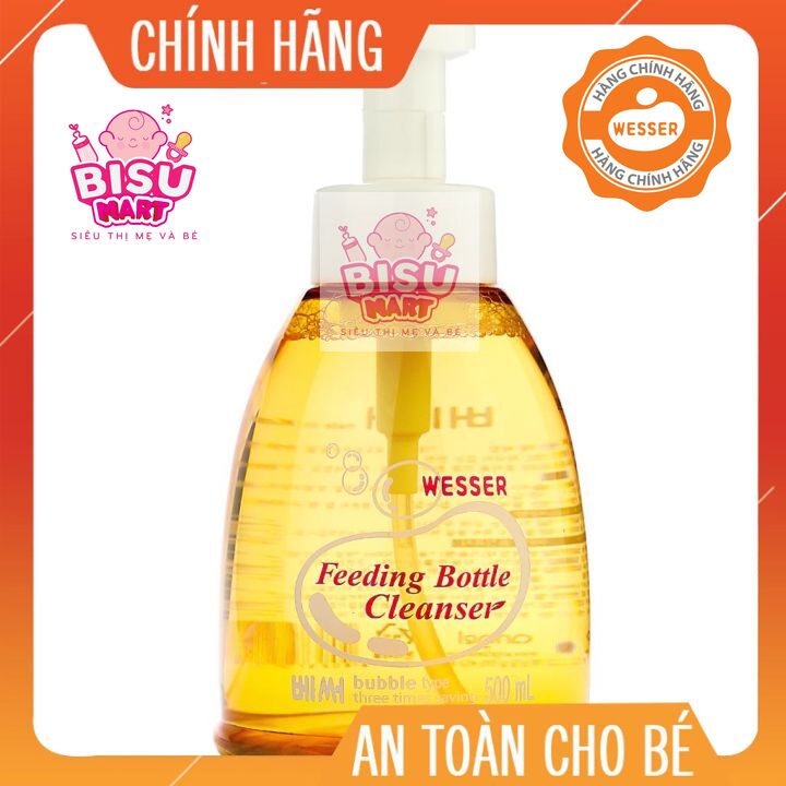 Nước Rửa Bình Sữa, núm vú Wesser chai 500ml