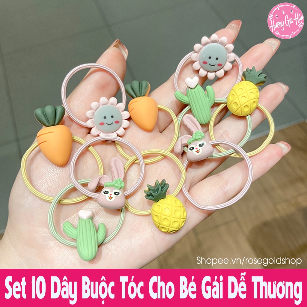 Set 10 Dây Buộc Tóc Cho Bé Gái Hoạt Hình Dễ Thương