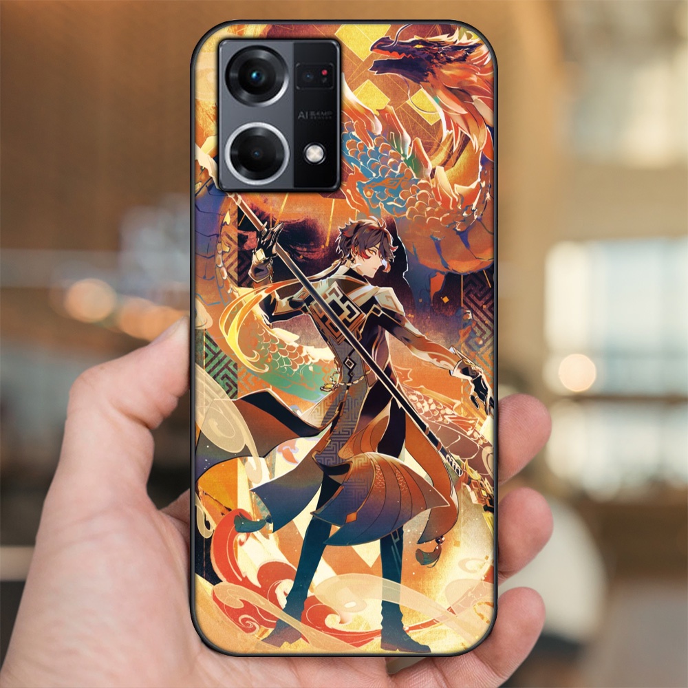 Ốp lưng Oppo Reno 8 4G viền đen in hình Zhongli Genshin Impact