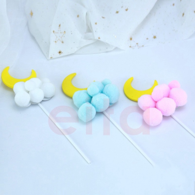 combo 5 Que cắm bông mây trang trí bánh kem, trang trí bánh sinh nhật