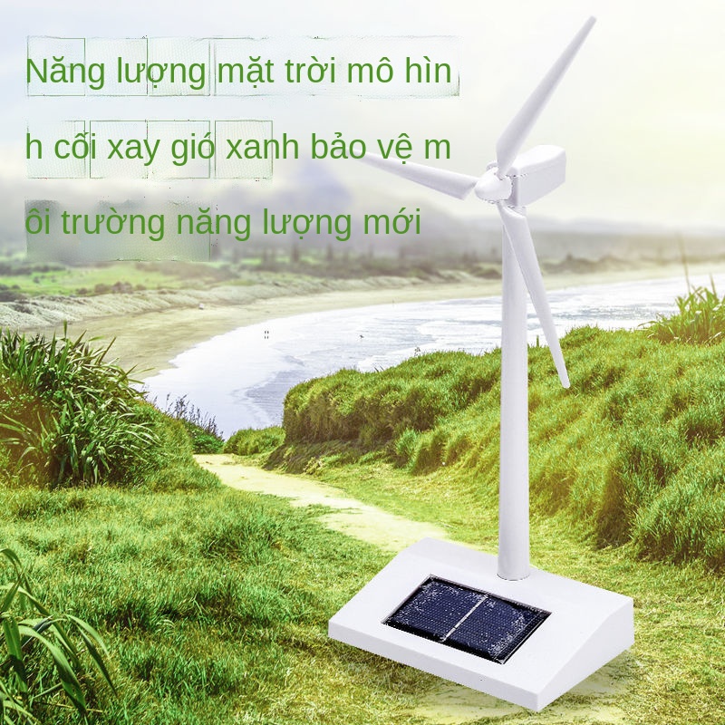 △Mô hình cối xay gió năng lượng mặt trời mới mô hình năng lượng mặt trời tạo ra quạt năng lượng mặt trời Mô hình đồ chơi