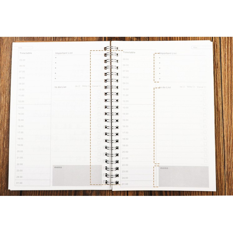 Sổ gáy xoắn bìa nhựa Planner, B6, 96 trang