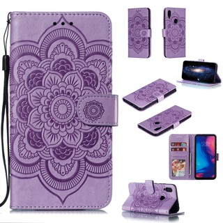 Bao da PU nắp gập họa tiết hoa 3D cho Xiaomi Redmi Note 7