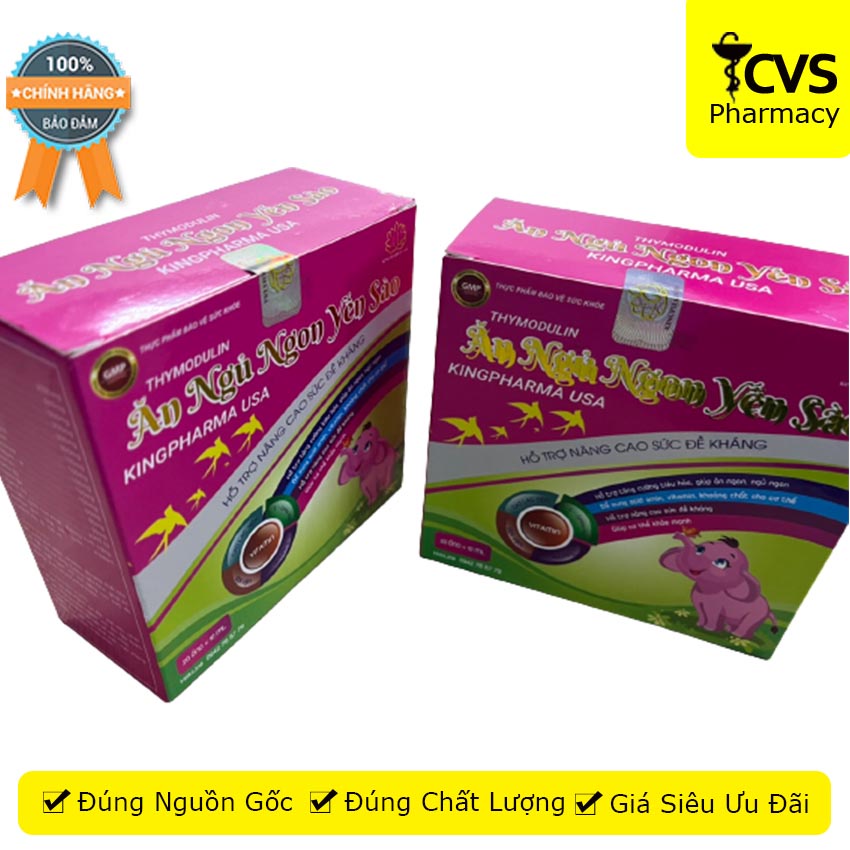 Thymodulin Ăn Ngủ Ngon Yến Sào Kingpharma USA bổ sung acid amin, vitamin &amp; khoáng chất cho cơ thể (hộp 20 gói) - Cvs