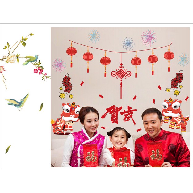 Decal trang trí tết - Lân Sư Rồng và trang trí Chào Xuân
