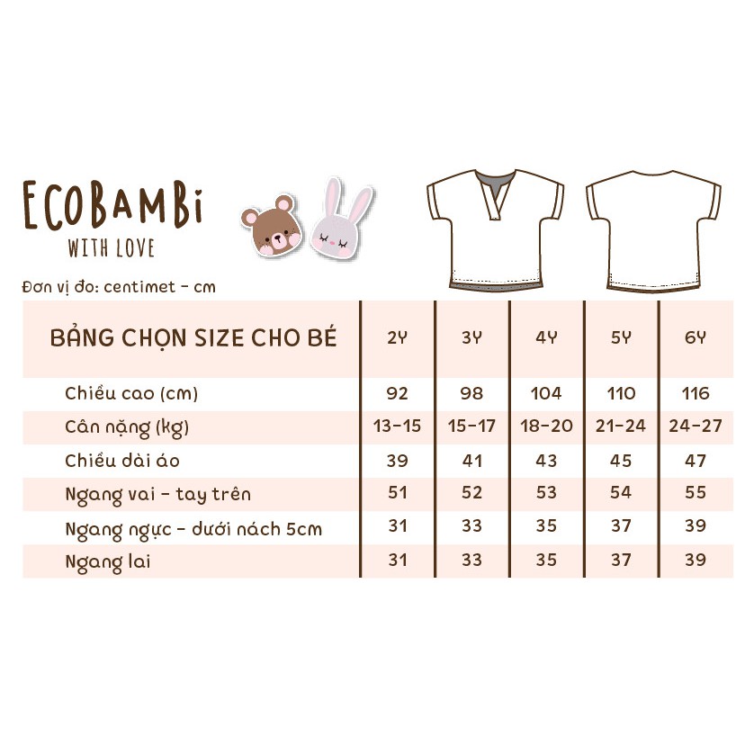 Áo cổ V linen unisex Ecobambi