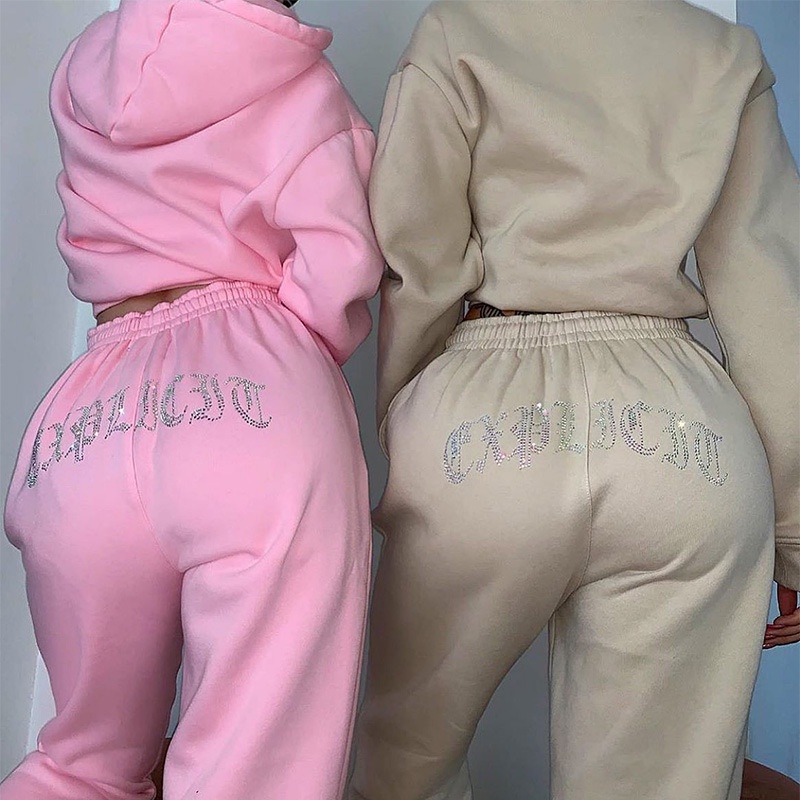 Set Áo Hoodie Và Quần Dài Thể Thao Thời Trang Năng Động Cho Nữ