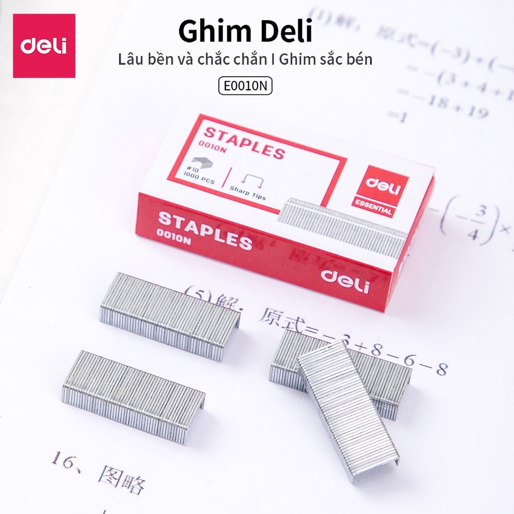 Ghim #10 Deli - Kim bấm số 10 1000 cái/hộp dùng cho văn phòng, giá rẻ- 1 hộp E0010N