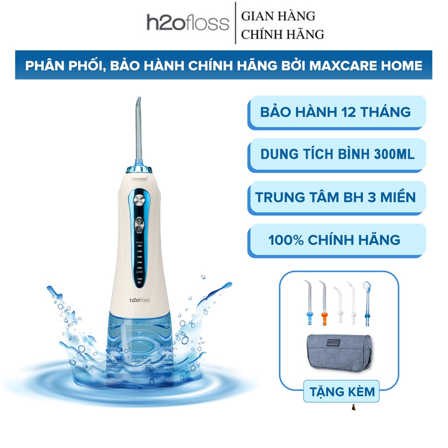 Máy tăm nước cao cấp cầm tay H2OFloss HF9P - Tặng Kèm Túi Đựng - Công Nghệ Chống Nước IPX7 - Phiên Bản Mới Nhất 2022