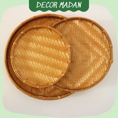 Mẹt tre tròn đan viền mây đủ Size 20cm-60cm, phục vụ nhà hàng, trang trí  - MADAN