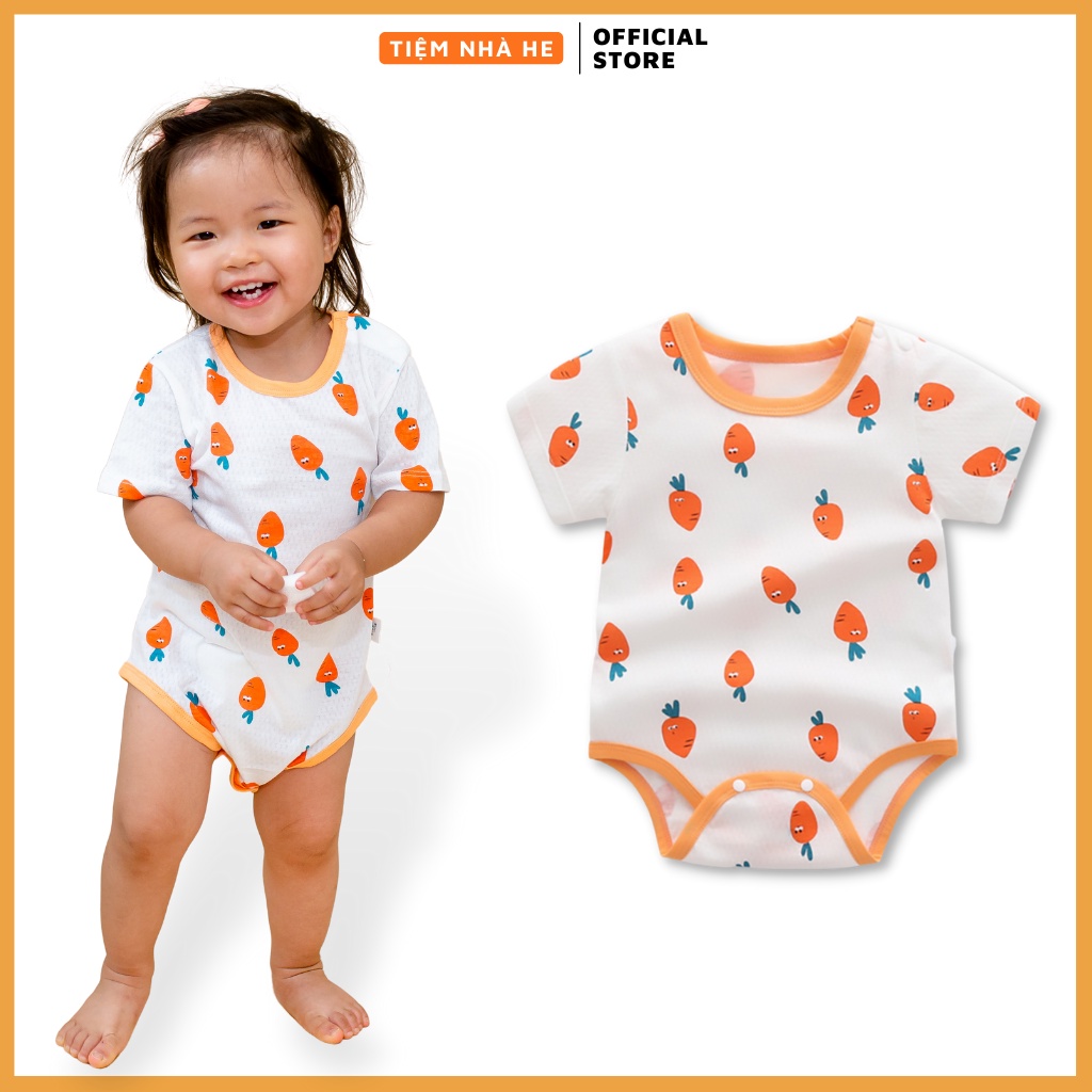 Bodysuit cà rốt body hè cho bé chất cotton thoáng khí họa tiết siêu dễ thương cho bé cân nặng từ 3 đến 15kg