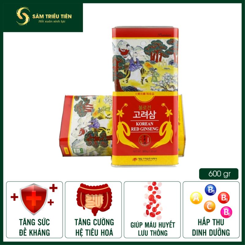 Hồng sâm củ khô 6 năm tuổi 150g hộp thiếc chính hãng Deadong Hàn Quốc