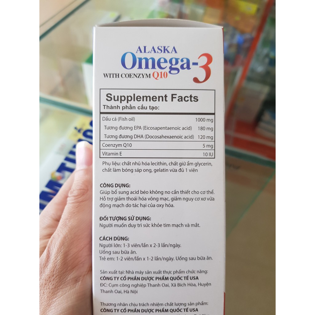  Dầu cá Alaska Omega 3 - Bổ Não, Tăng cường thị lực, Giảm nguy cơ mắc bệnh Mỡ Máu, Tim Mạch 