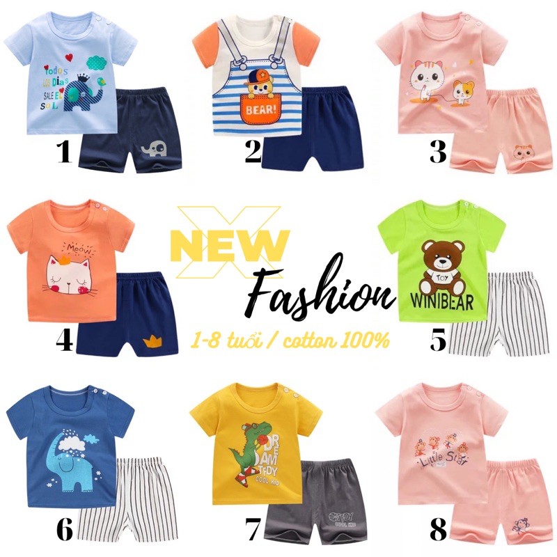 [Link 3] Bộ đồ mùa hè cho bé trai/bé gái xuất Hàn , cotton 100%