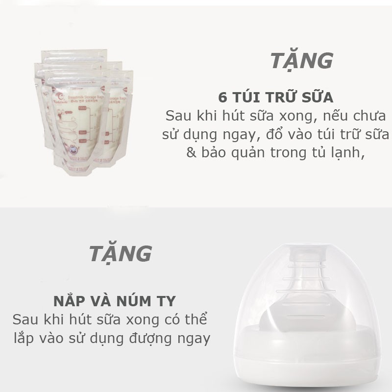 (Tặng 6 túi trữ sữa) Máy Hút Sữa Bằng Tay Kichi Kichilachi không BPA an toàn cho Bé (MÀU XANH)
