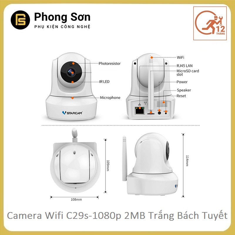 Camera Wifi IP C29s FHD 1080p Vstarcam ( Trắng Bạch Tuyết ) | BigBuy360 - bigbuy360.vn