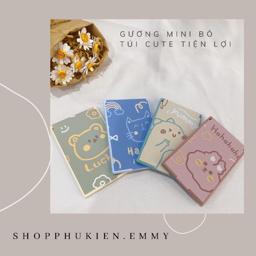 Gương mini cầm tay bỏ túi tiện lợi hoạ tiết siêu dễ thương