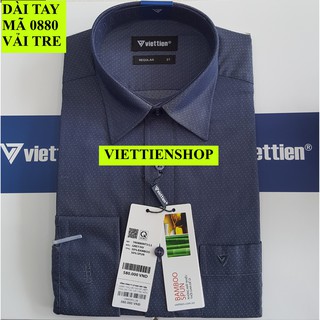 (0880 HVL) ÁO SƠ MI VIỆT TIẾN DÀI TAY VẢI TRE HOA VĂN