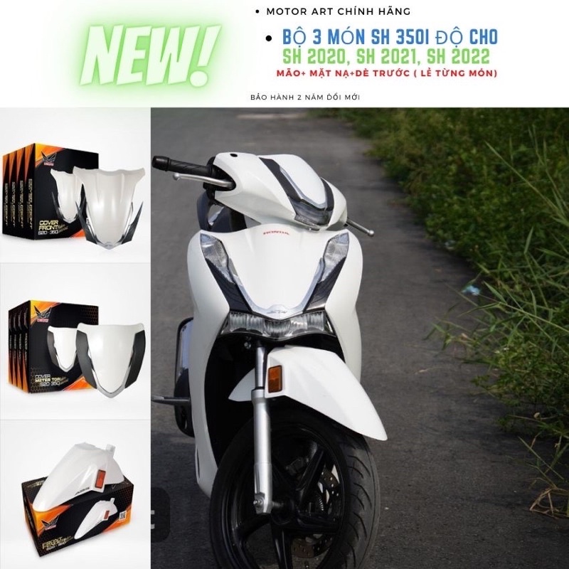 Bộ 3 Món SH 350i Cho SH 2020, SH 2021, SH 2022 Chính Hãng MOTORART Gồm Mão 350i, Mặt Nạ 350i, Dè 350i