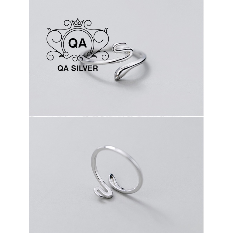 Nhẫn bạc 925 hình rắn nam nữ trơn hở tối giản S925 SNAKE Silver Ring QA SILVER RI200406