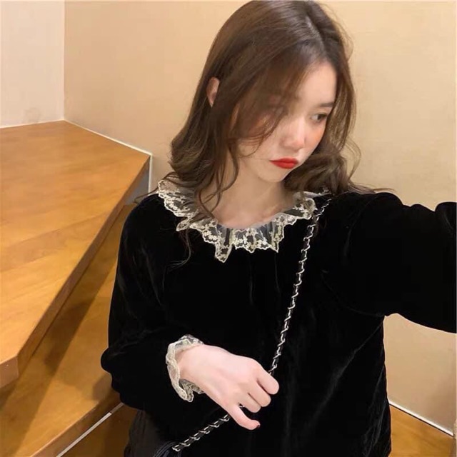 Áo Nhung viền ren dài tay ( 75k) | BigBuy360 - bigbuy360.vn